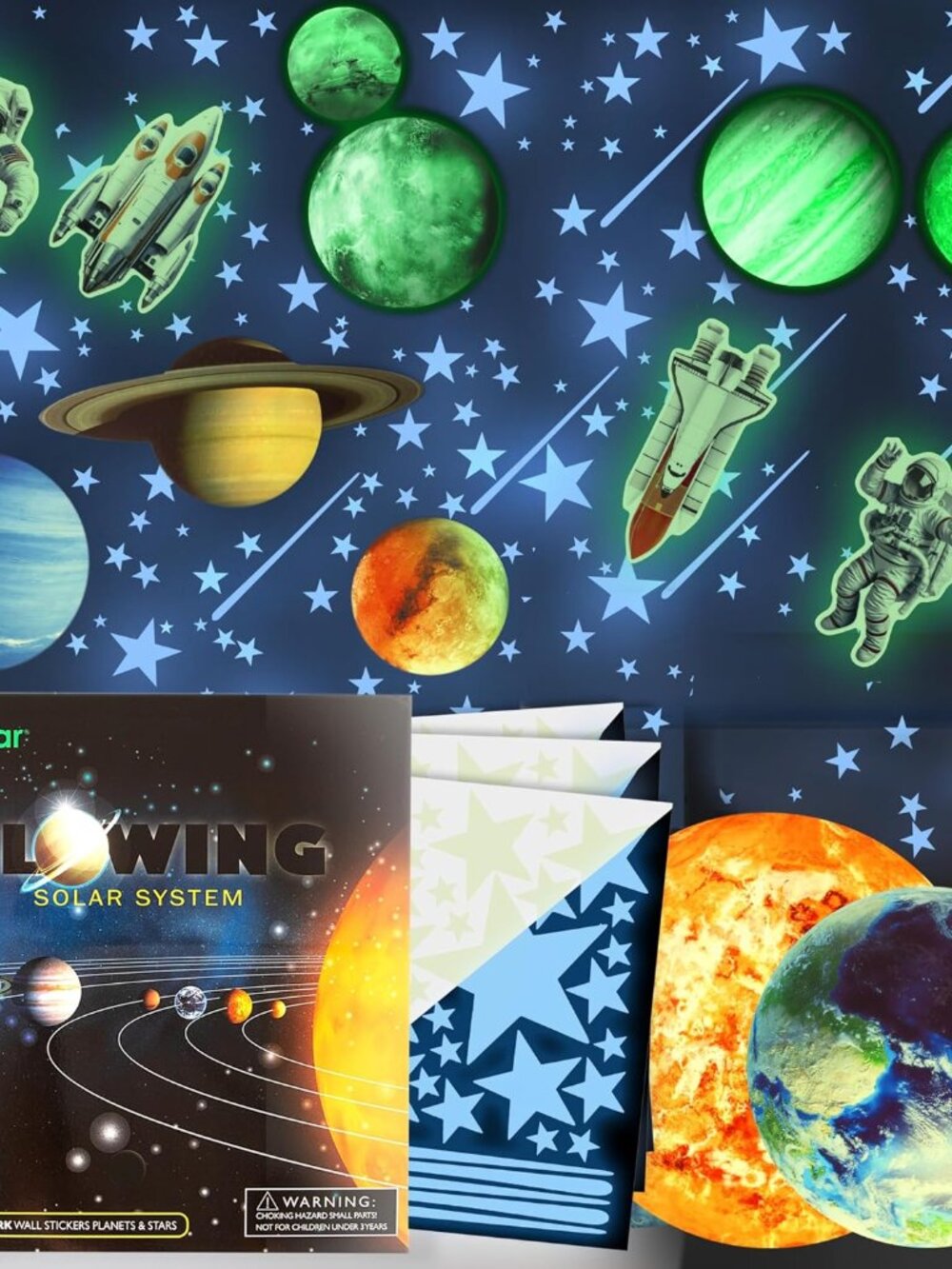 Glow in The Dark Stars and Planets, Bright Solar System Wall Stickers - Astrona